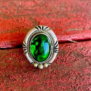 Rare Nakai snavajo handmade Green onyx ring 90s vintage stock new sterling